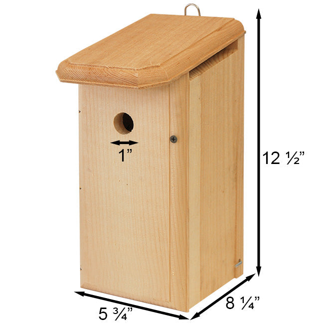 Pine House Wren Nest Box with 1-Inch Entrance