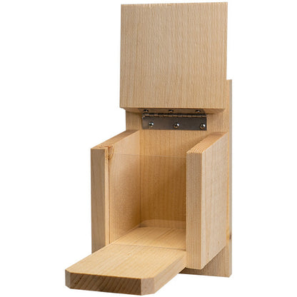 Pine Peanut Box Squirrel Feeder with Lift-Up Lid