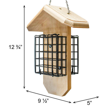 Hanging Double Suet Cake Feeder with Pine Roof