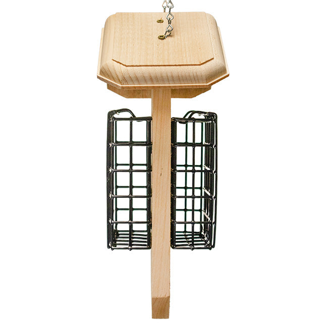 Hanging Double Suet Cake Feeder with Pine Roof