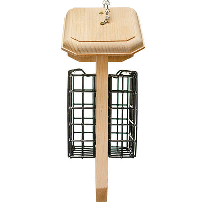 Hanging Double Suet Cake Feeder with Pine Roof