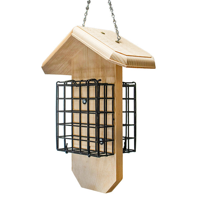 Hanging Double Suet Cake Feeder with Pine Roof
