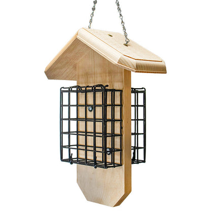 Hanging Double Suet Cake Feeder with Pine Roof