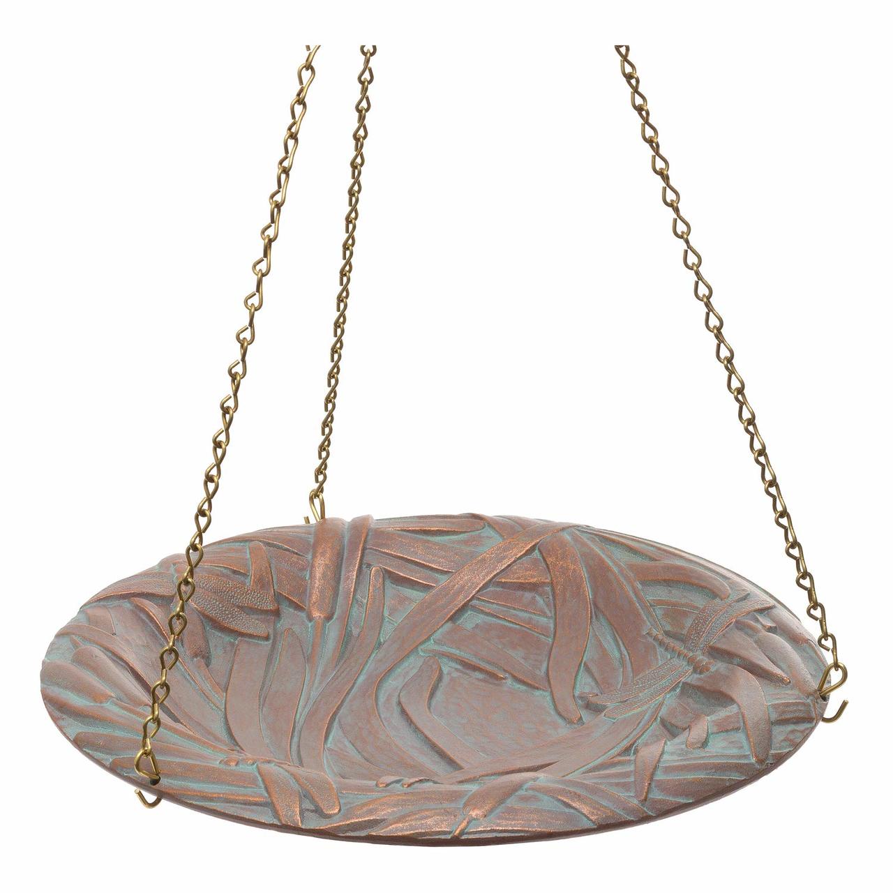 Dragonfly Hanging Birdbath, Copper Verdi
