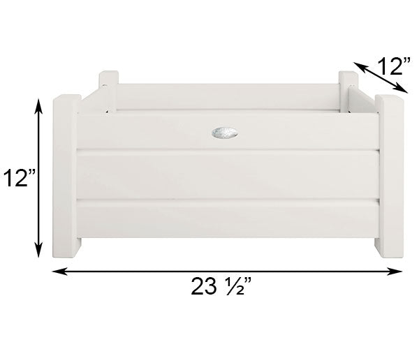 Set of 2 Aged White Rectangular Wood Planters