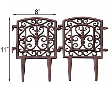 12-Pack Rust Cast Iron Garden Border Fence Panels