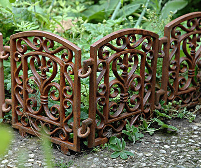 12-Pack Rust Cast Iron Garden Border Fence Panels