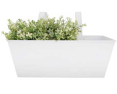White Metal Balcony Railing Planter – 15.5 Inch