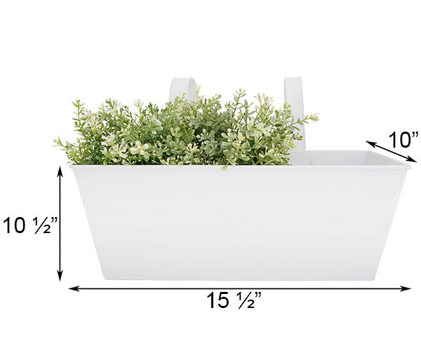 White Metal Balcony Railing Planter – 15.5 Inch