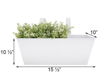White Metal Balcony Railing Planter – 15.5 Inch