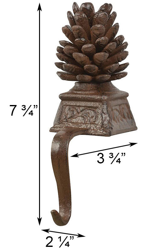 Cast Iron Pine Cone Christmas Stocking Holder – Brown