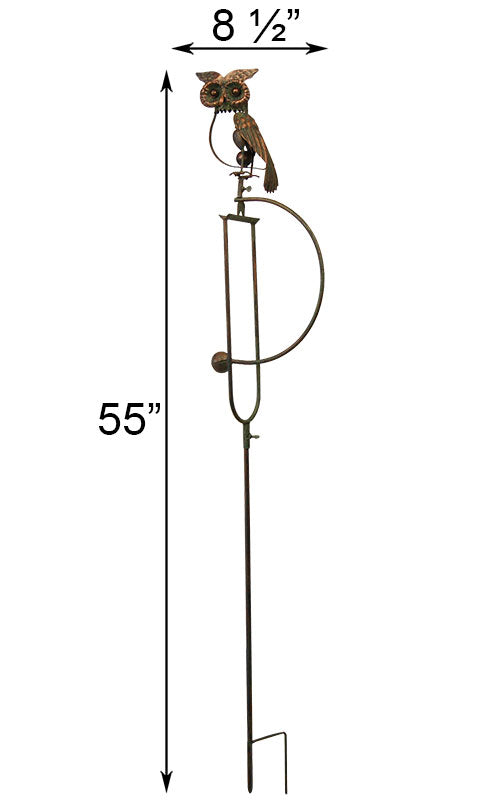 55-Inch Steel Owl Rocker Garden Stake