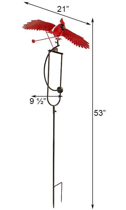 53-Inch Flying Cardinal Rocker Garden Stake