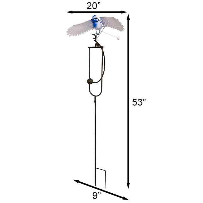 53-Inch Flying Blue Jay Rocker Garden Stake