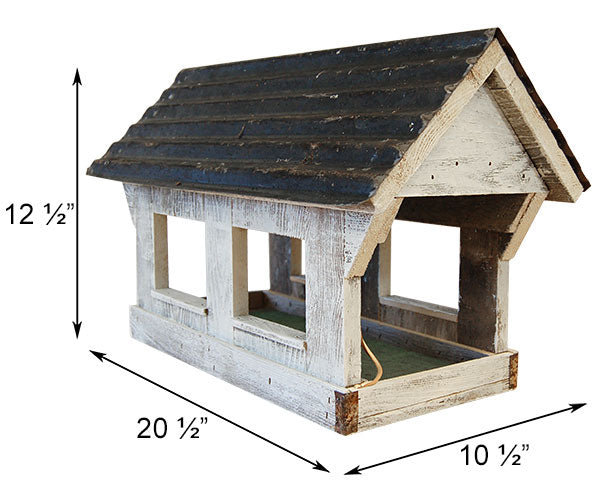 Rustic Covered Bridge Post-Mount Bird Feeder