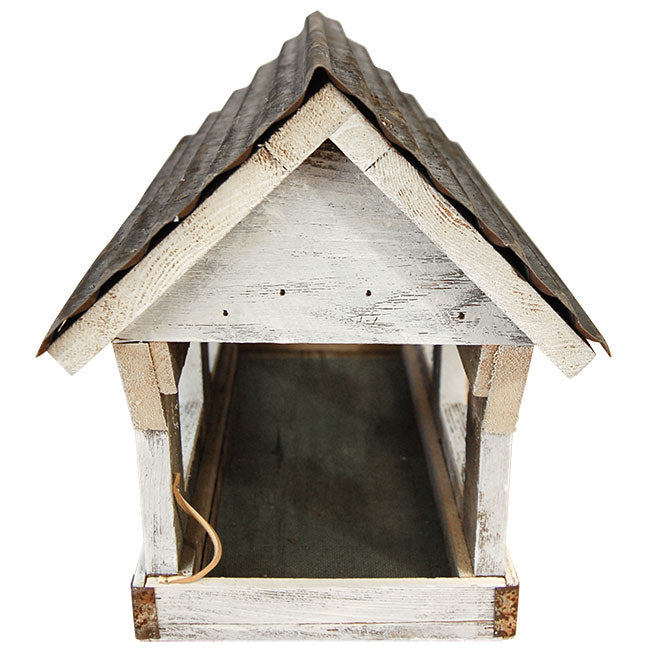 Rustic Covered Bridge Post-Mount Bird Feeder