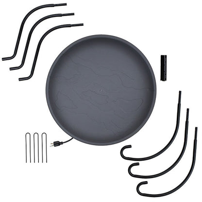 20-Inch Heated Slate Bird Bath with Metal Stand