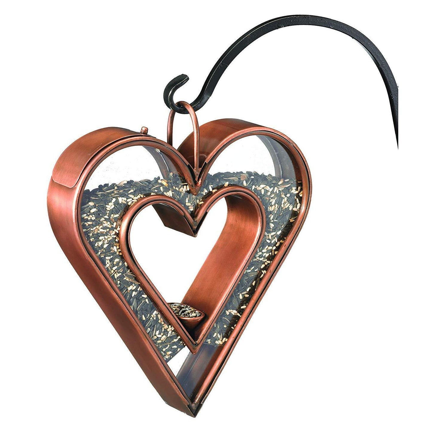 Heart Fly-Thru Bird Feeder Birdfeeder, Copper Finish