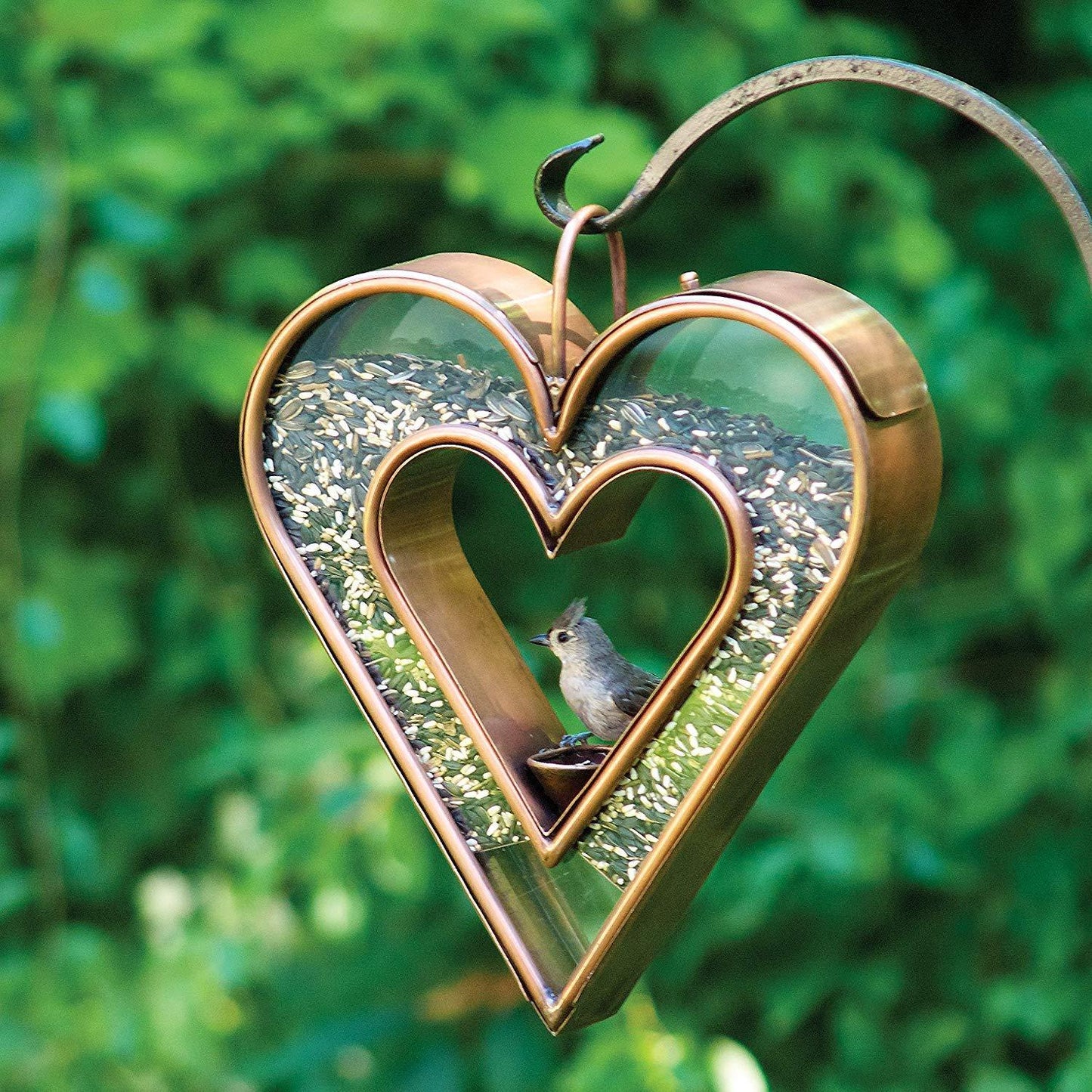 Heart Fly-Thru Bird Feeder Birdfeeder, Copper Finish