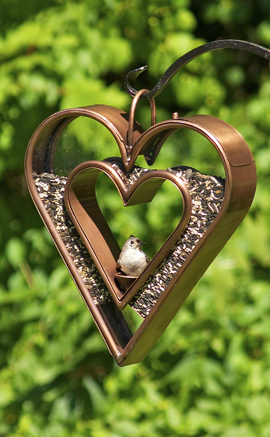 Heart Fly-Thru Bird Feeder Birdfeeder, Copper Finish