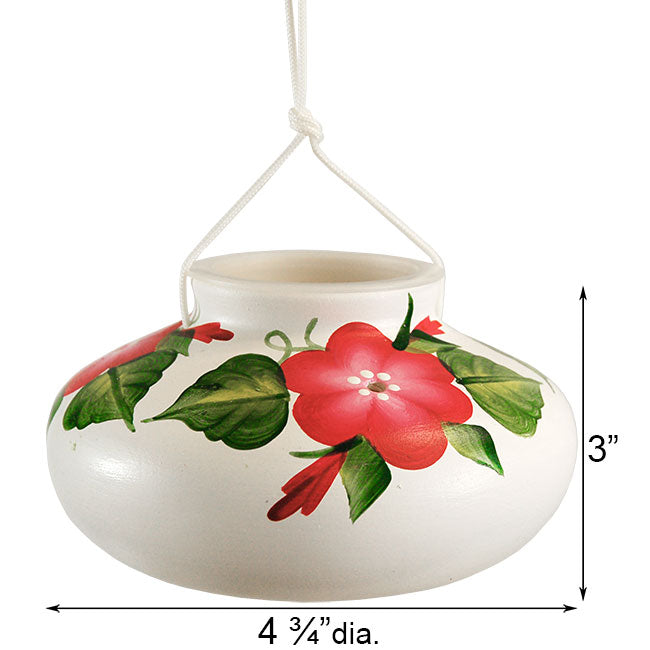 Red Posy 3-Port Ceramic Hummingbird Feeder – 10 oz