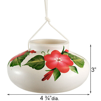 Red Posy 3-Port Ceramic Hummingbird Feeder – 10 oz