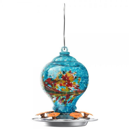 Sunny Day Hand-Blown Glass Hummingbird Feeder – 28 oz