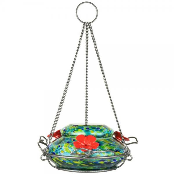 Illuminated 18 oz Glass Hummingbird Feeder
