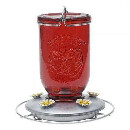 Heritage Red Glass Hummingbird Feeder – 32 oz