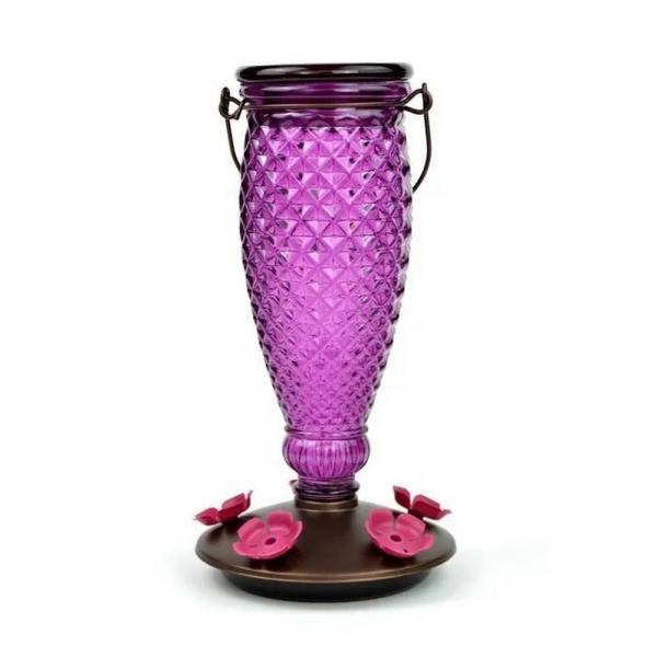 Elegant Top-Fill Glass Hummingbird Feeder – 24 oz