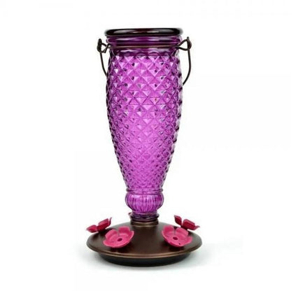 Elegant Top-Fill Glass Hummingbird Feeder – 24 oz