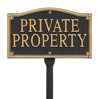 Private Property Statement Plaque, Black/Gold