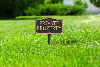 Private Property Statement Plaque, Black/Gold