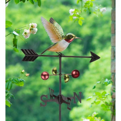 Ruby-Throated Hummingbird Garden Weathervane Stake