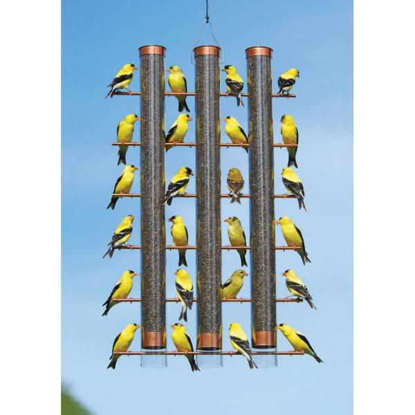 Copper 3-Tube Finch Feeder with 36 Ports
