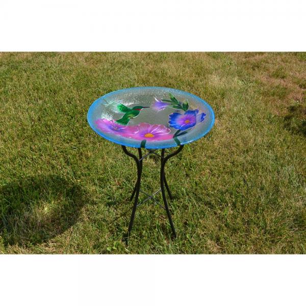 Hummingbird Haven Glass Bird Bath