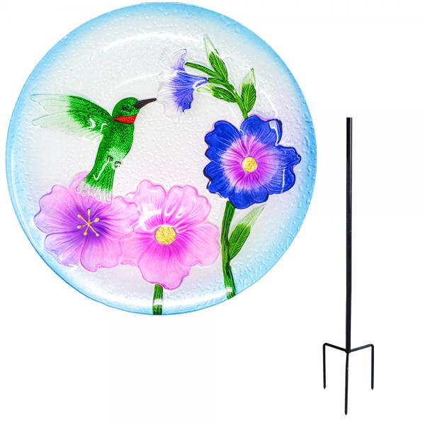 Hummingbird Haven Glass Bird Bath