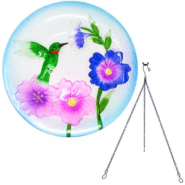 Hummingbird Haven Glass Bird Bath