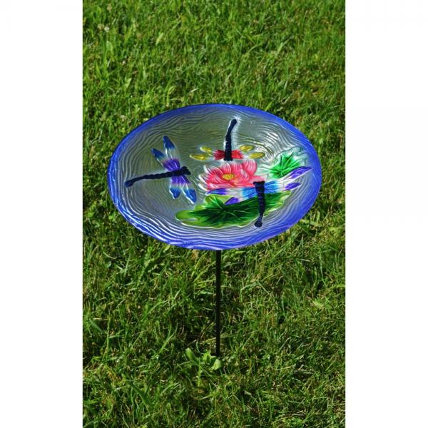 Dragonfly Dance Glass Bird Bath