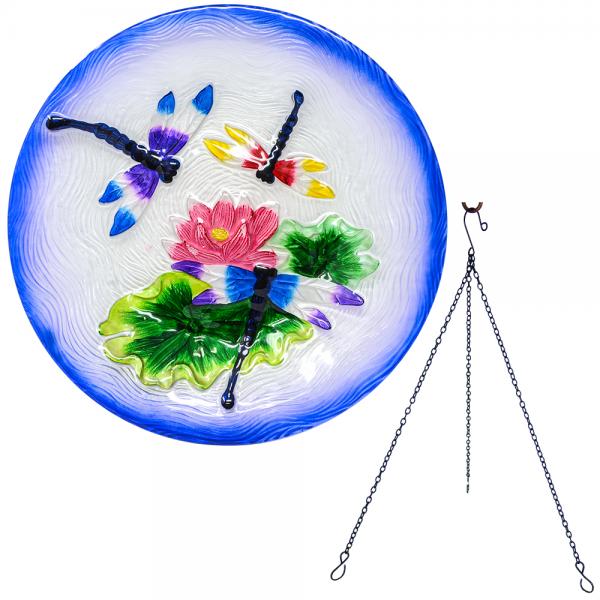 Dragonfly Dance Glass Bird Bath