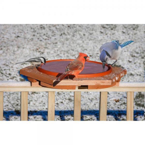 Cedar Deck Mount Heated Bird Bath