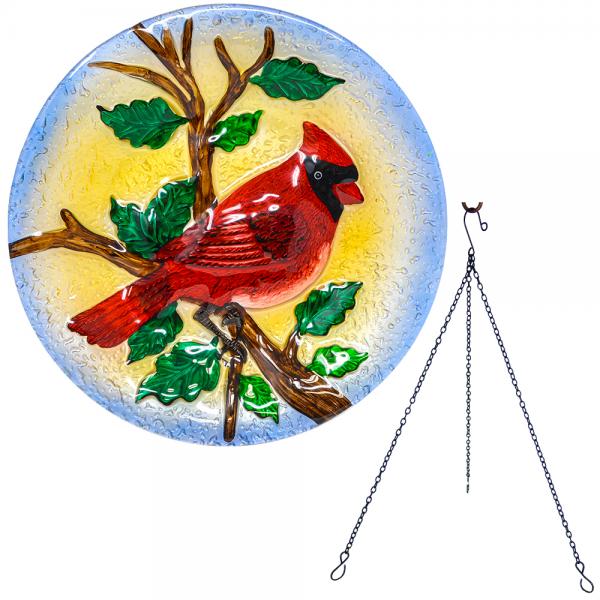 Cardinal Song Glass Bird Bath
