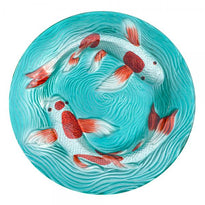 Koi Pond Glass Bird Bath