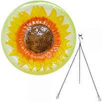 Sunflower Glass Hanging Bird Bath