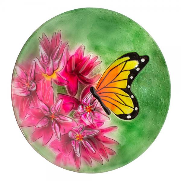 Monarch Meadow Glass Bird Bath