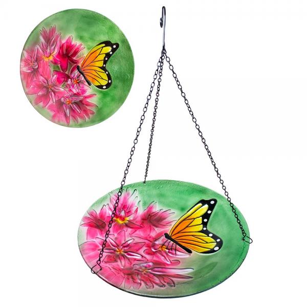Monarch Meadow Glass Bird Bath