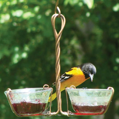 Copper Double-Cup Oriole & Bluebird Feeder