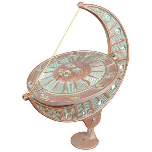 Sun & Moon Sundial, Copper Verde