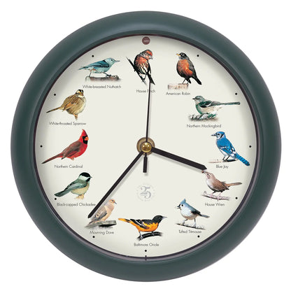 25th Anniversary Original Singing Bird Clock, 8 Inch, Green
