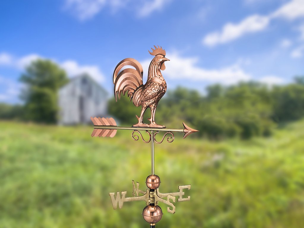 Bantam Rooster Weathervane, Polished Copper